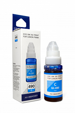 Чернила NVP GI-490C (NV-0664C001) для Canon Pixma G1400/G2400 (70 мл) Cyan (в коробке) совместимые
