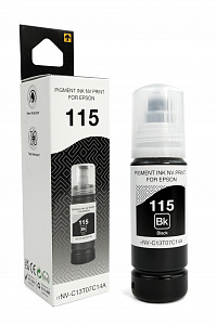Чернила NVP 115 (NV-C13T07C14A) для Epson L8160, L8180 (70 мл) Black пигментные (в коробке) совместимые