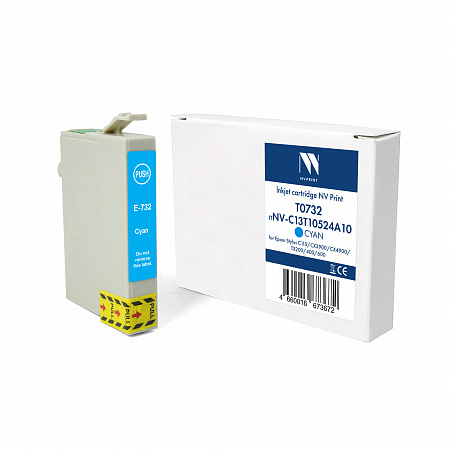 Струйный картридж NV Print T0732 (NV-C13T10524A10) Cyan для Epson Stylus C110/СХ3900/CX4900/TX200/400/600 (13.5 мл) совместимый