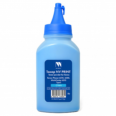Тонер NV PRINT для Xerox Phaser 6510/6280/WC 6515 Type3 (70г) Cyan совместимый