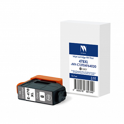 Струйный картридж NVP 478XL (NV-C13T04F64020) Grey для Epson EP XP-8500/XP-8505/XP-8600/XP‑8605/XP-8700/XP-15000 (13.2 мл) совместимый