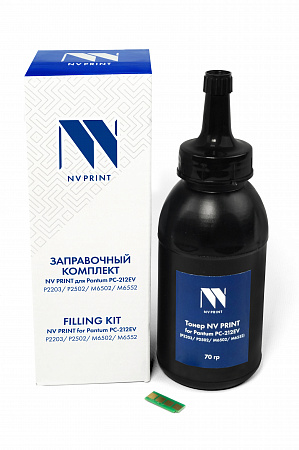 Заправочный комплект NVP для Pantum PC-212EV P2203/P2502/M6502/M6552 (тонер 70 г + чип многоразовый) совместимый