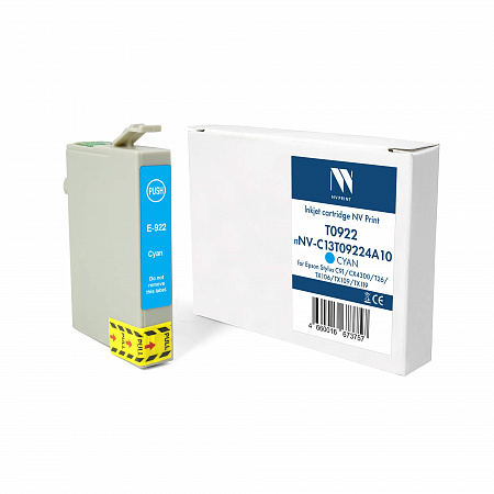 Струйный картридж NV Print T0922 (NV-C13T09224A10) Cyan для Epson Stylus C91/CX4300/T26/TX106/TX109/TX119 (13.5 мл) совместимый