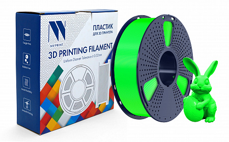 Филамент NV PRINT PETG Glow Green для 3D печати диаметр 1.75мм  длина 330 метров  масса 1 кг