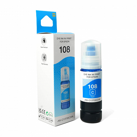 Чернила NVP 108 (NV-C13T09C24A) для Epson L8050, L18050 (70 мл) Cyan (в коробке) совместимые
