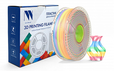 Филамент NV PRINT Silk PLA+ Rainbow 04 для 3D печати диаметр 1.75мм  длина 330 метров  масса 1 кг