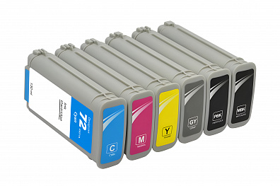 Перезаправляемые картриджи NVP 72 для HP DJ T790, T610, T770, T1100, T1300 (6 x 130 мл)