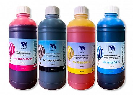 Чернила NV PRINT универсальные на водной основе, комплект 4 цвета по 500 мл
