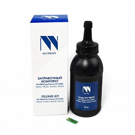 Заправочный комплект NVP для Pantum PC-212EV P2203/P2502/M6502/M6552 (тонер 70 г + чип многоразовый) совместимый