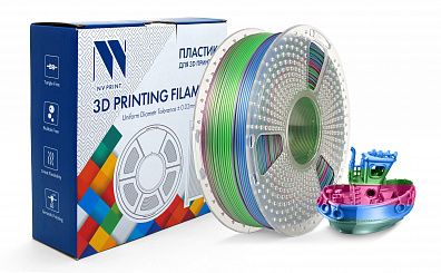 Филамент NV PRINT Silk PLA+ Rainbow 06 для 3D печати диаметр 1.75мм  длина 330 метров  масса 1 кг
