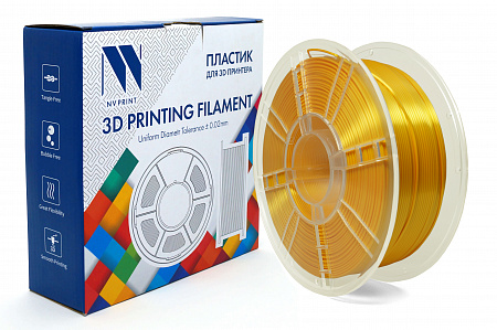 Филамент NV PRINT Silk PLA+ Light gold для 3D печати диаметр 1.75мм  длина 330 метров  масса 1 кг