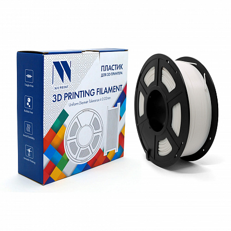 Филамент NV PRINT PLA White Белый для 3D печати диаметр 1.75мм    масса 1 кг