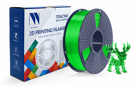 Филамент NV PRINT PLA+ Transparent Green для 3D печати диаметр 1.75мм  длина 330 метров  масса 1 кг