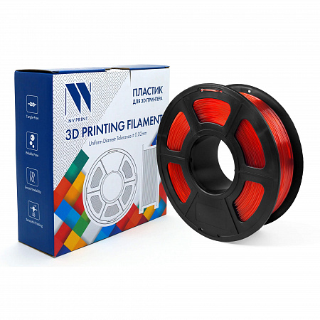 Филамент NV PRINT PETG Clear Red Прозрачно-красный для 3D печати диаметр 1.75мм   масса 1 кг