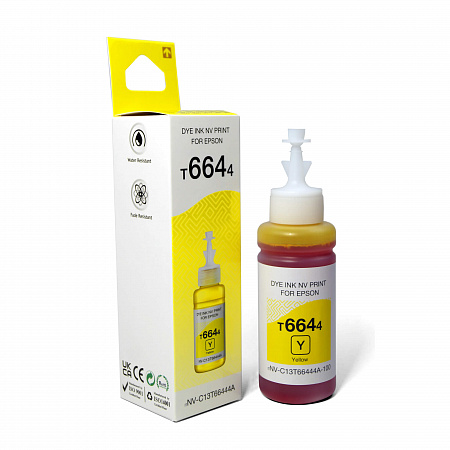 Чернила NVP T6644 (NV-C13T66444A) для аппаратов Epson (70 ml) Yellow (в коробке) совместимые