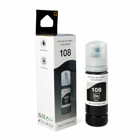Чернила NVP 108 (NV-C13T09C14A) для Epson L8050, L18050 (70 мл) Black (в коробке) совместимые