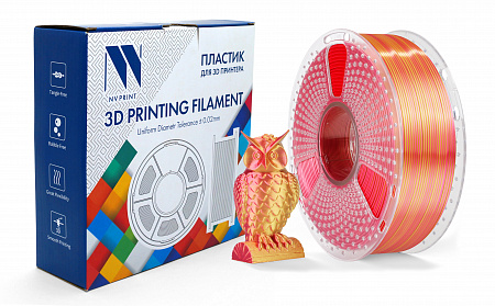 Филамент NV PRINT Silk PLA+  Red/Gold  для 3D печати диаметр 1.75мм  длина 330 метров  масса 1 кг