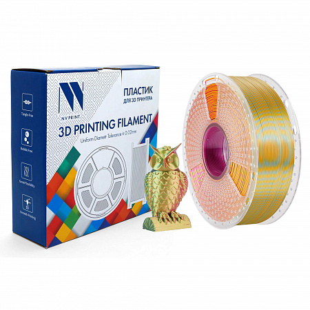 Филамент NV PRINT Silk PLA+  Red/Yellow/Green шелковистый красный+желтый+зеленый  для 3D печати диаметр 1.75мм  длина 330 метров  масса 1 кг