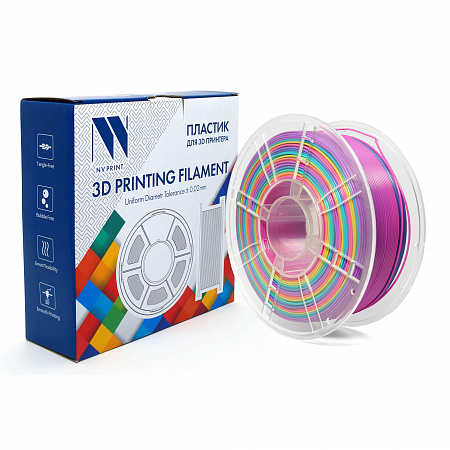 Филамент NV PRINT PLA Rainbow 01 многоцветный-01 для 3D печати диаметр 1.75мм    масса 1 кг