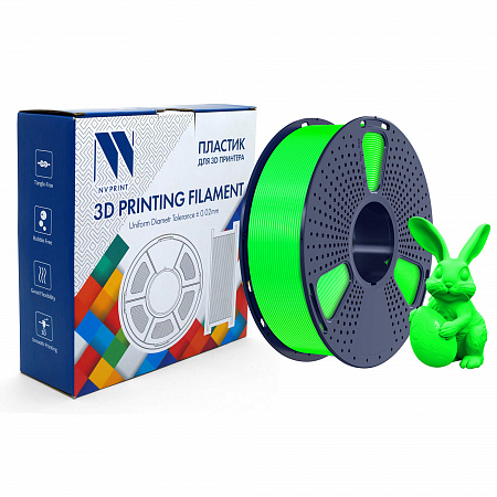 Филамент NV PRINT PETG светящийся  зеленый для 3D печати диаметр 1.75мм    масса 1 кг