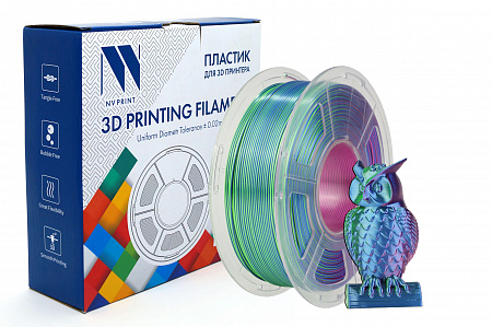 Филамент NV PRINT Silk PLA+  Blue/Green/Purple  для 3D печати диаметр 1.75мм  длина 330 метров  масса 1 кг