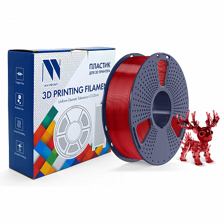 Филамент NV PRINT PLA Transparent Red Прозрачно-красный для 3D печати диаметр 1.75мм    масса 1 кг